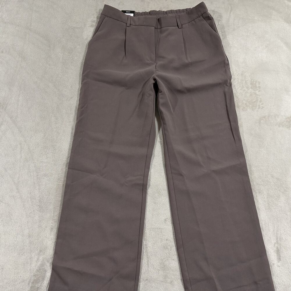 DKNY Women's High Rise Pant Size 10 Wide Leg Dress Style Career Brown